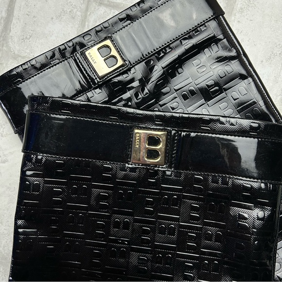 Bally Vintage Patent Leather Logo Embossed Fashion Knee High Boots - Picture 3 of 9